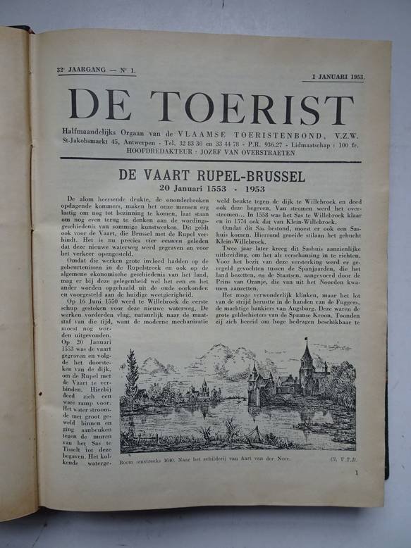 Overstraeten, Jozef van (red.). - De Toerist, halfmaandelijks orgaan van de Vlaamse toeristenbond. 32e Jaargang, 24 nummers, ingebonden in één band.