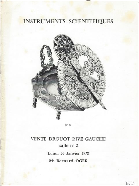 vente / auction / veiling - INSTRUMENTS SCIENTIFIQUES, CATALOGUE DE VENTE AUX ENCHERES - DROUOT RIVE GAUCHE, 1978; Bernard Oger.