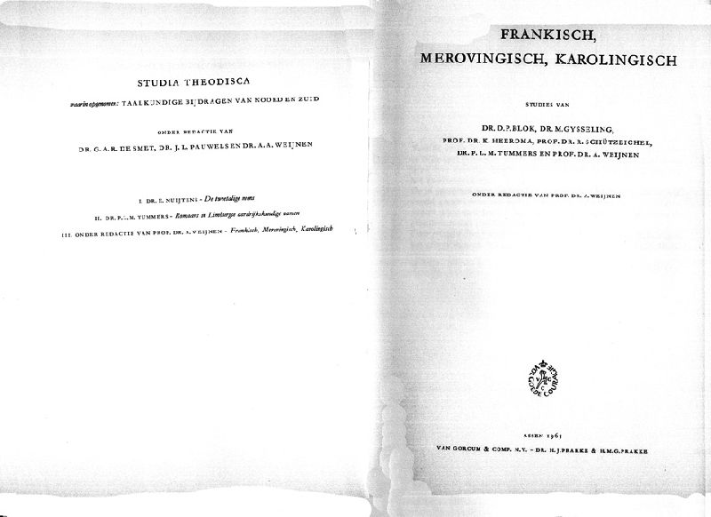 Weijnen, A. (inl.) - Frankisch, Merovingisch, Karolingisch