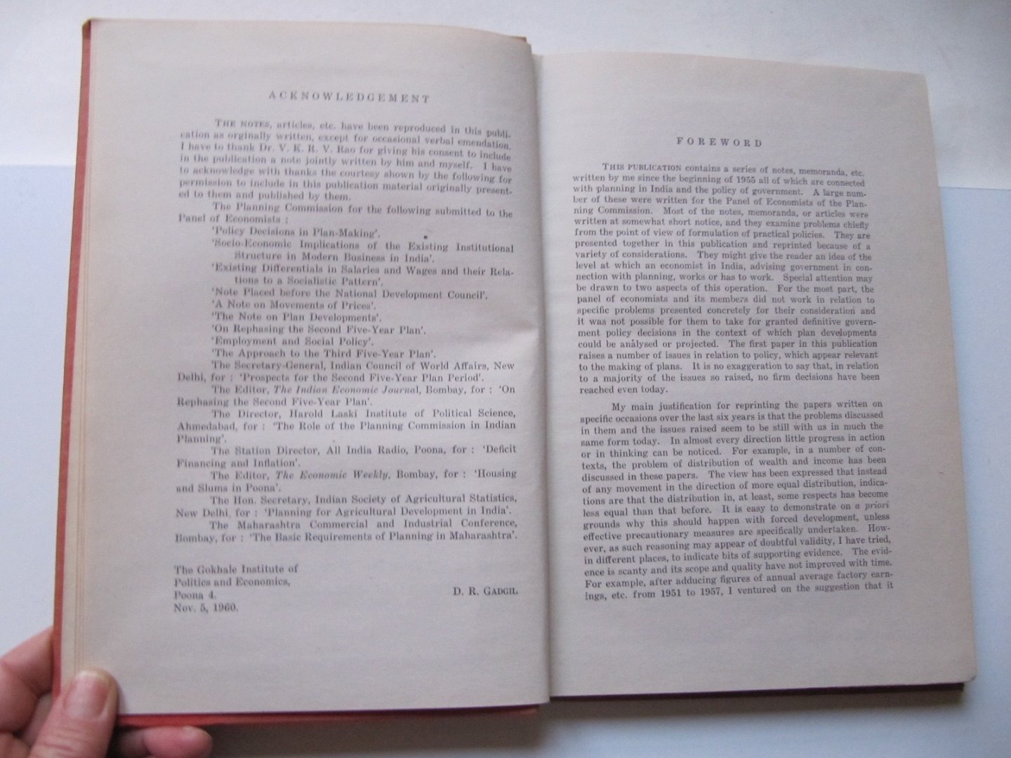 D.R. Cadgil - Planning and economic policy in India