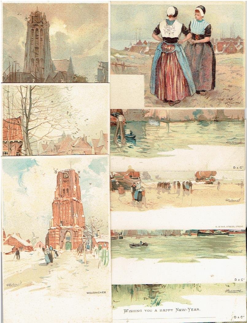 CASSIERS, Henri - Henri Cassiers (1858-1944) - Original Postcard - 8 x Nederland / Netherlands - Urk - Scheveningen - Dordrecht - Woudrichem - Rotterdam - Dordrecht - Delft - Zaandam