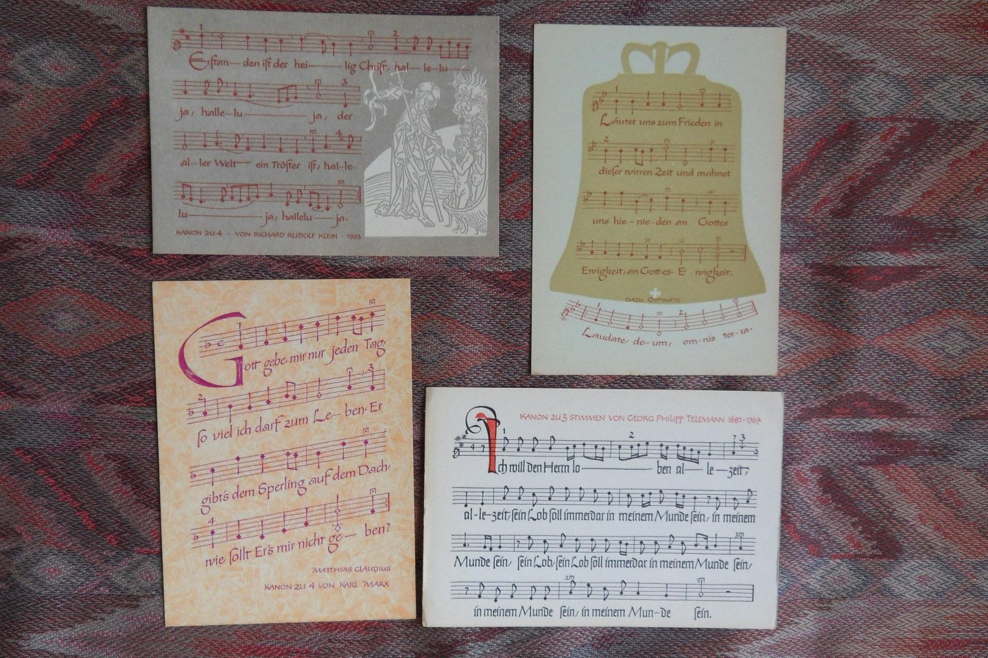 Gnadenquell (bron van herkomst teksten). - Liedpostkarten für die Oster- und Pfingstzeit. [ mapje bevat acht losse kaarten met muzieknotatie en grafische afbeelding].