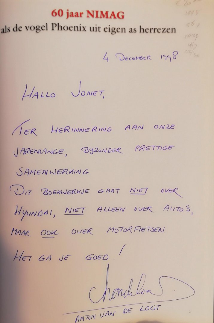 Jong, Nico de ( Samenstelling en produktie . ) - 60  Jaar   NIMAG . ( Als de vogel Phoenix uit eigen as herrezen . )