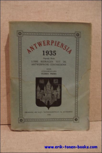 PRIMS, Floris; - ANTWERPIENSIA 1935,
