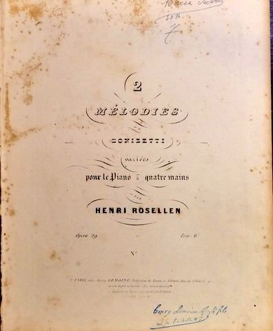 Rosellen, Henri: - 2 mélodies de Donizetti variées pour le piano à quatre mains. Opéra 29. No. 2