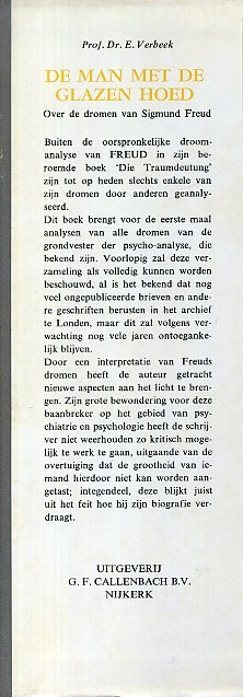 Verbeek, Prof. Dr. E. - De man met de glazen hoed. Over de dromen van Sigmund Freud.