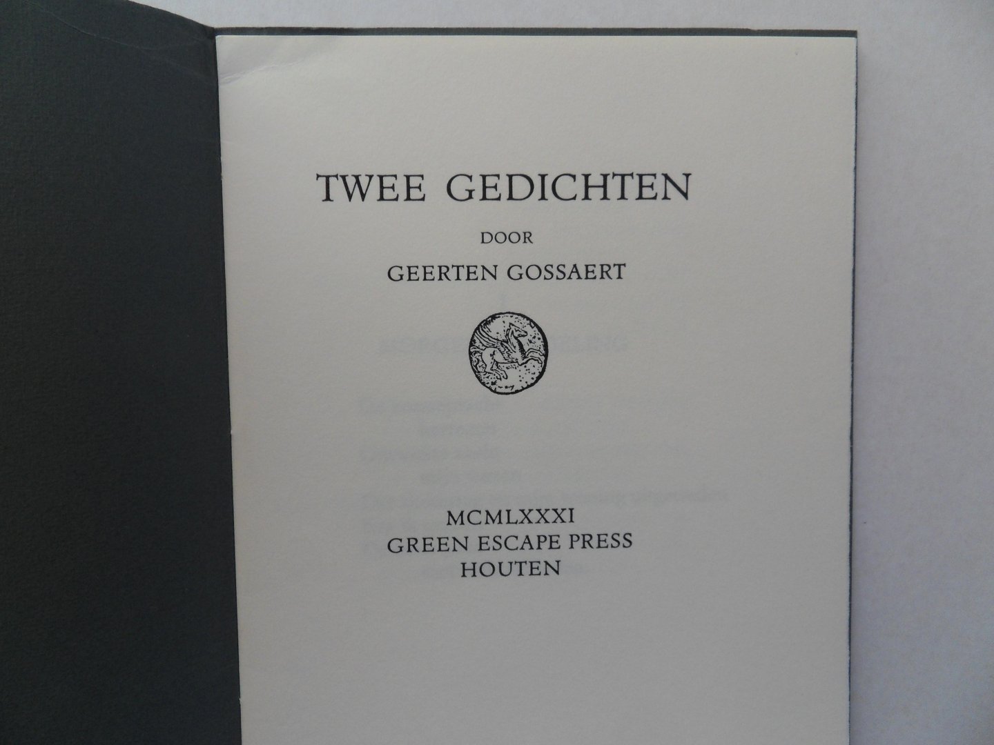 Gossaert, Geerten. - Twee Gedichten. [ Genummerd ex. 16 / 17 ].