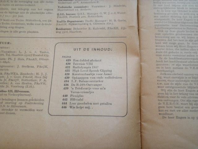redaktie - Electron , maandblad voor experimenteel radio-onderzoek. tweede jaargang nummer 12 juli 1947