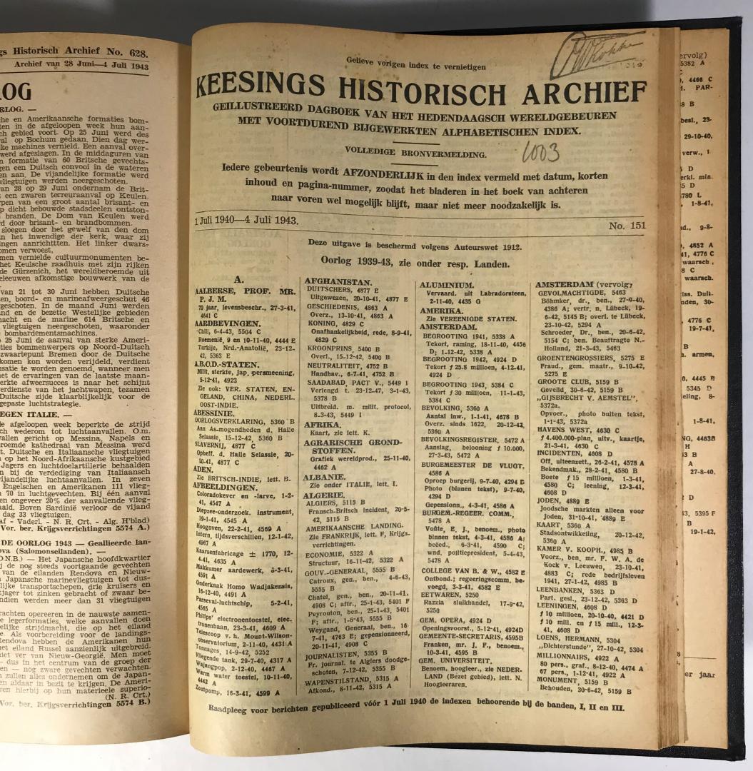 redactie - Keesings Historisch Archief - 1940 - 1943