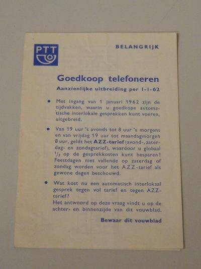 PTT - PTT - Goedkoop telefoneren per 1-1-1962
