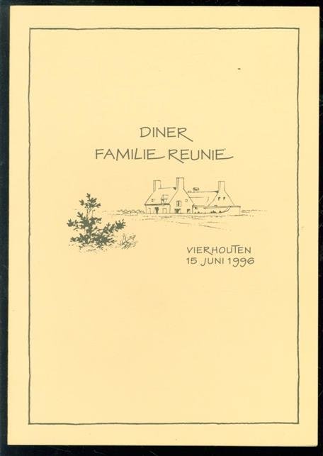 Illustrator Jo Spier - Menukaart : Diner Familie Reunie. Vierhouten 15 Juni 1996