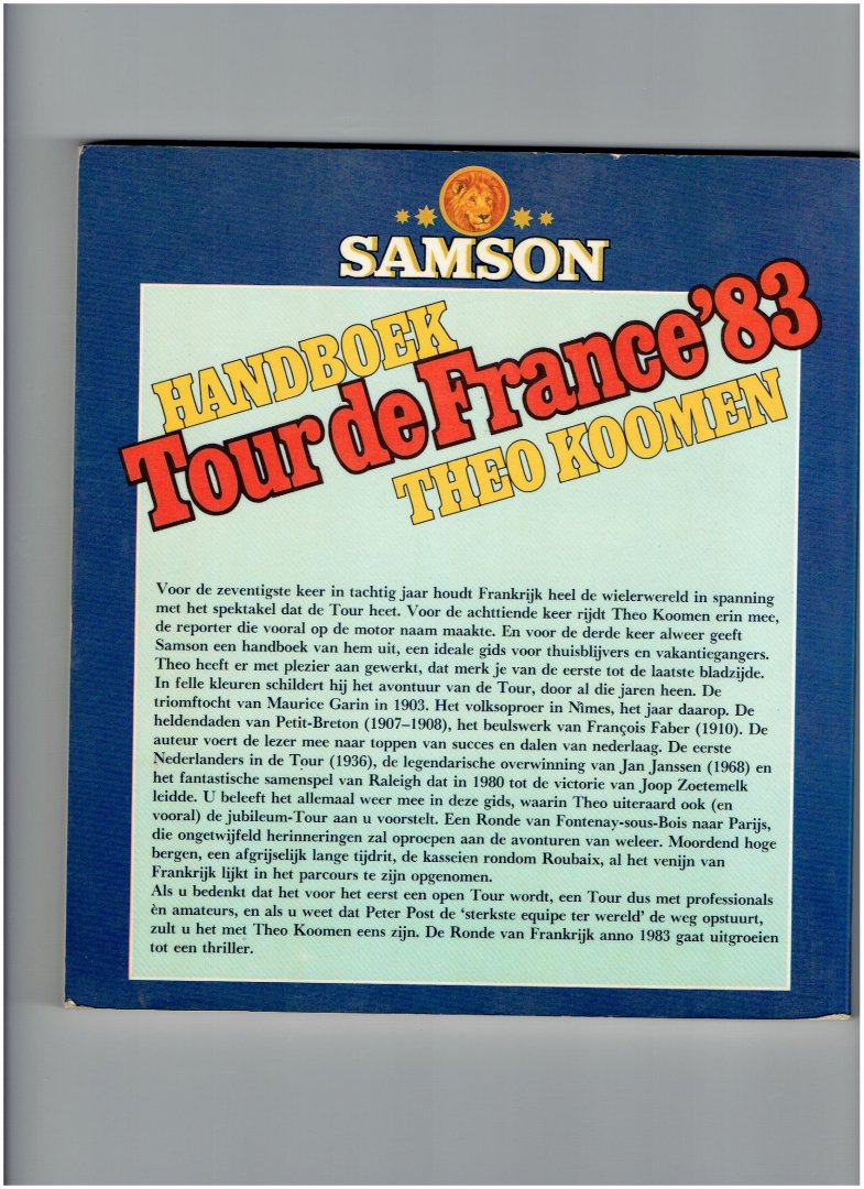 koomen, theo - handboek tour de france 1983