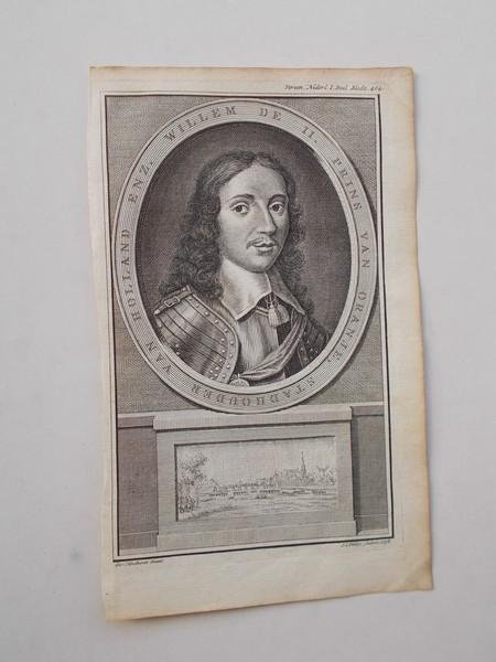 antique print (prent) - Willem de tweede. Prins van Oranje, Stadhouder van Holland enz.