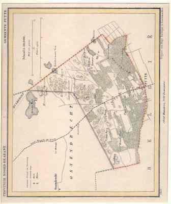 Kuyper, J. - Putte .Gemeente kaart . originele steendruk of lithografie. Uit J. Kuyper. Gemeente Atlas van Noord-Brabant