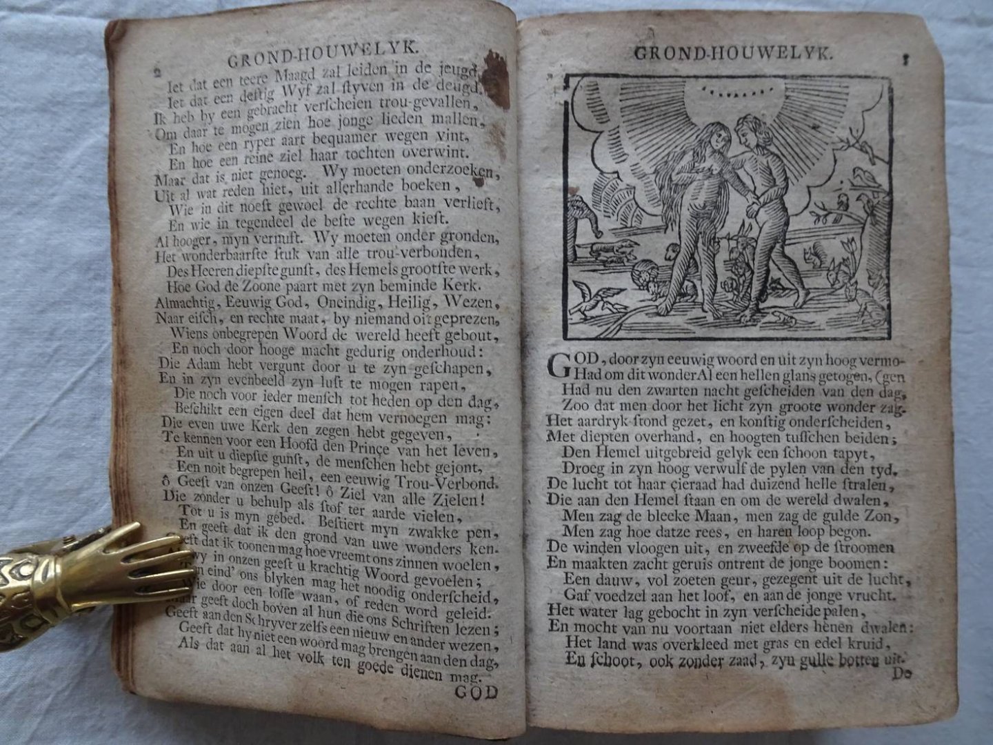 Cats, J.. - 's Werelts Begin, Midden, Eynde, beslooten in den Trou-ring, met den Proef-steen van den zelven.