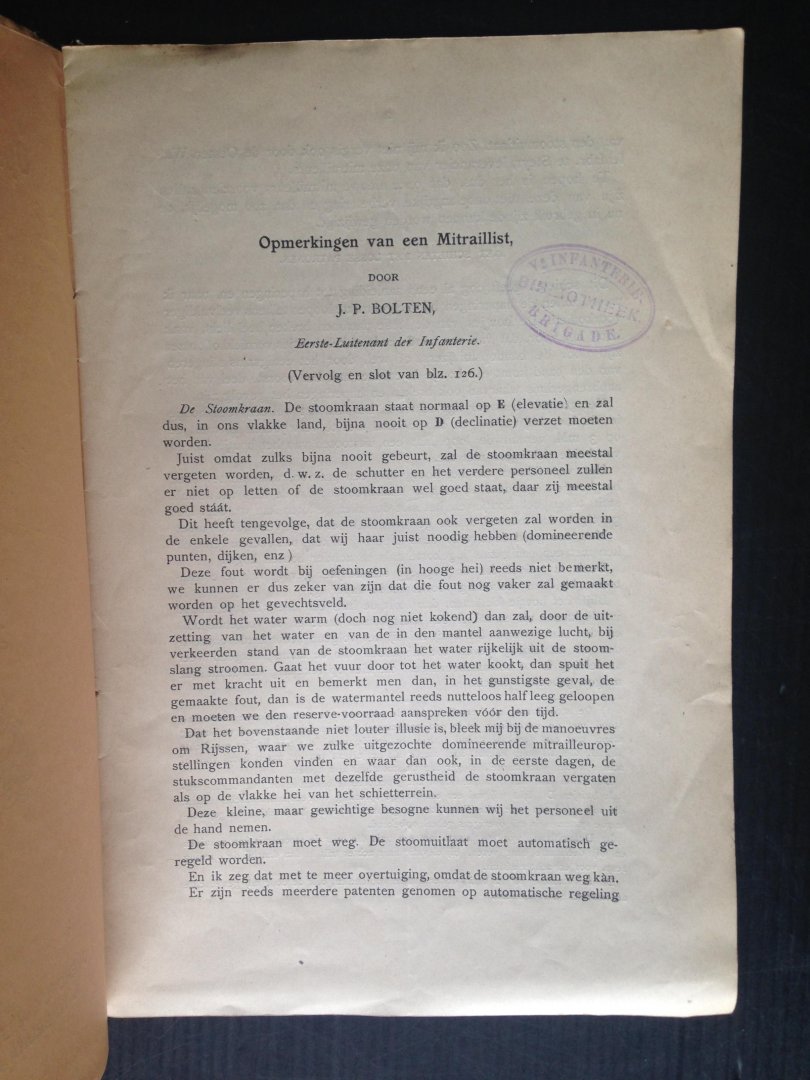 Bolten, J.P. - Opmerkingen van een mitraillist, 2 delen