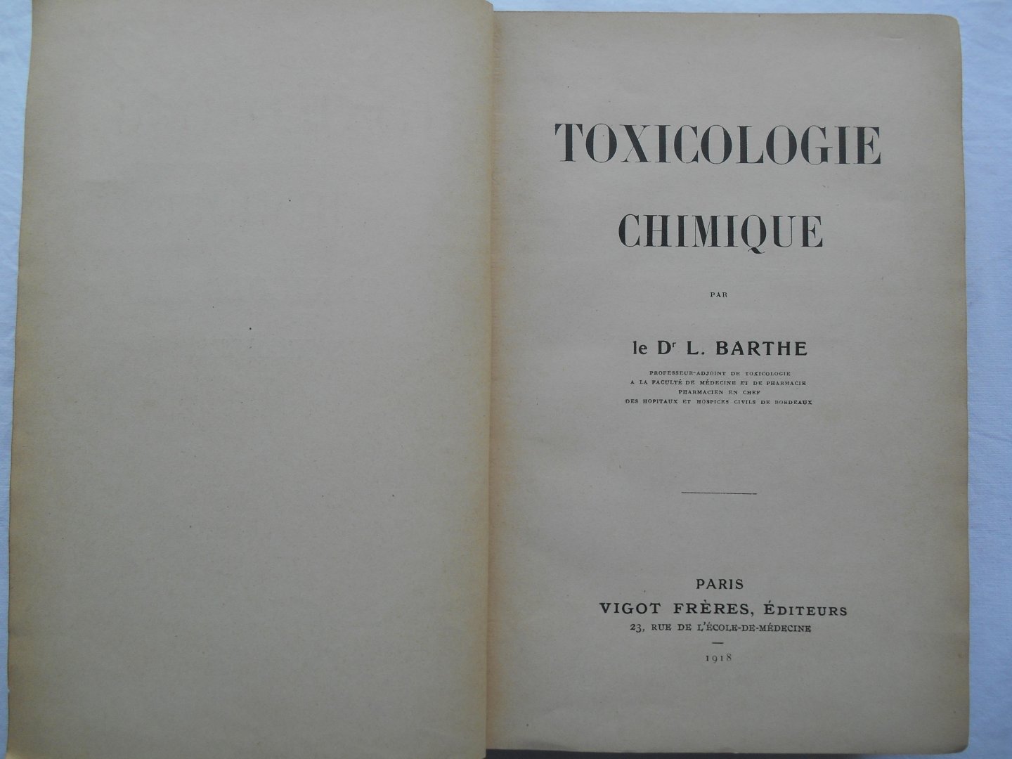 Dr L. Barthe - Toxicologie Chimique