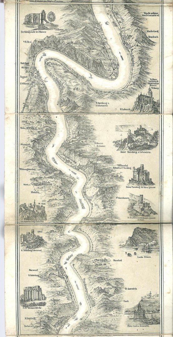 Anoniem - Oud souvenir album: Neues Taschen Panorama des Rheins : von Mainz bis Cöln : aus der Kunstanstalt von Ph. Frey & Co. In Frankfurt a. M.