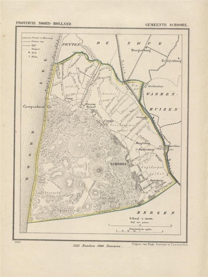 Kuyper Jacob. - Schoorl.  Map Kuyper Gemeente atlas van Noord Holland
