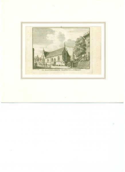 Spijk, Jacobus van der - Het Bartholomeus Gasthuis te Utrecht. Originele kopergravure