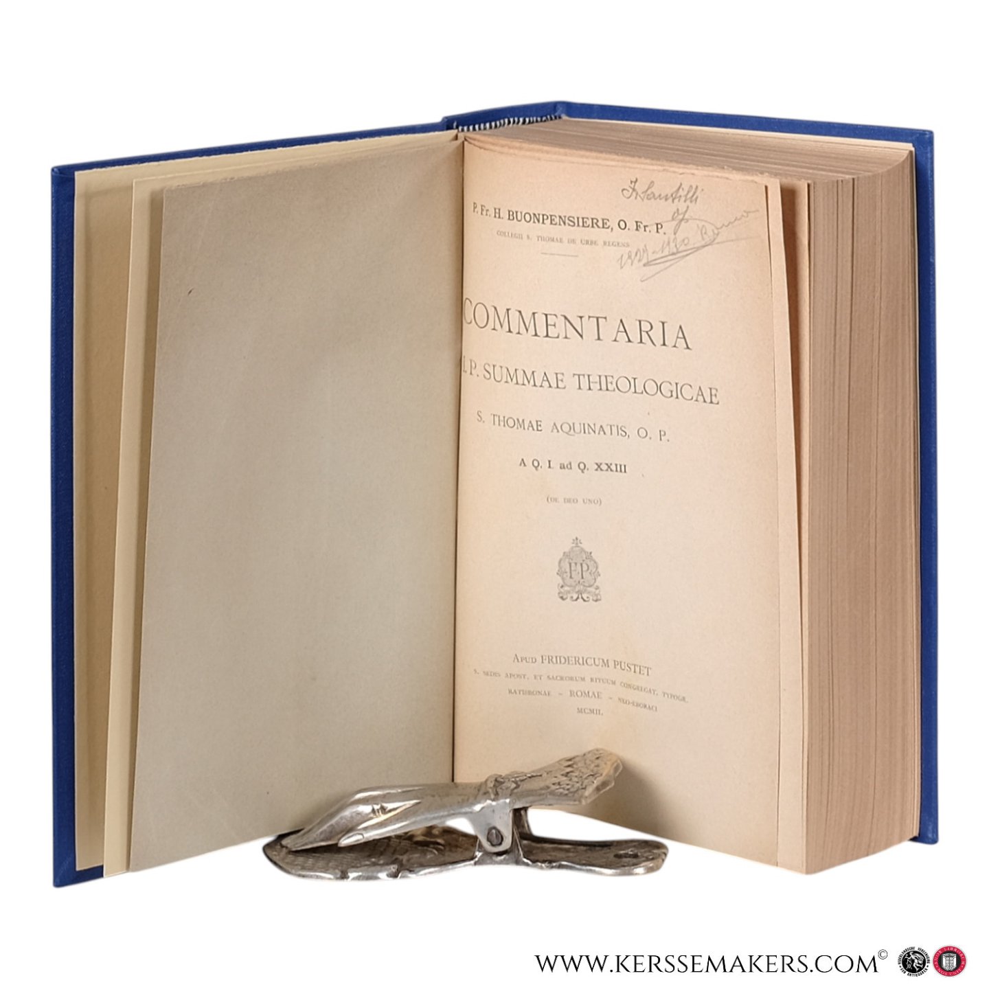 Buonpensiere, Enrico. - Commentaria in I.P. Summae Theologicae S. Thomae Aquinatis O.P. : a Q.I ad Q. XXIII (De Deo uno).