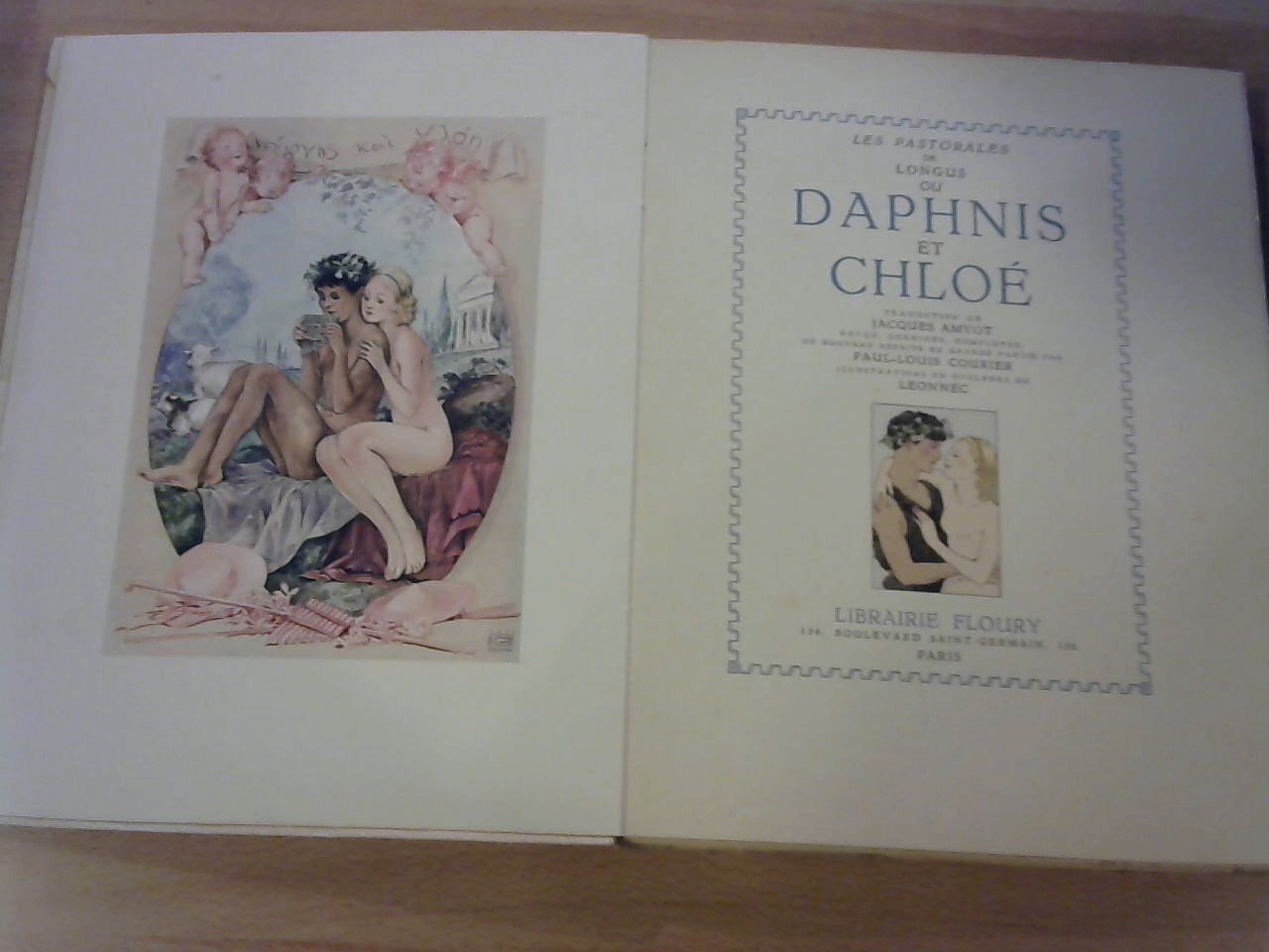 Longus; traduction de Jaques Amyot; revue, corrigée Paul-Louis Courier; ill. Leonnec - Les pastorales de Longus ou Daphnis et Chloé