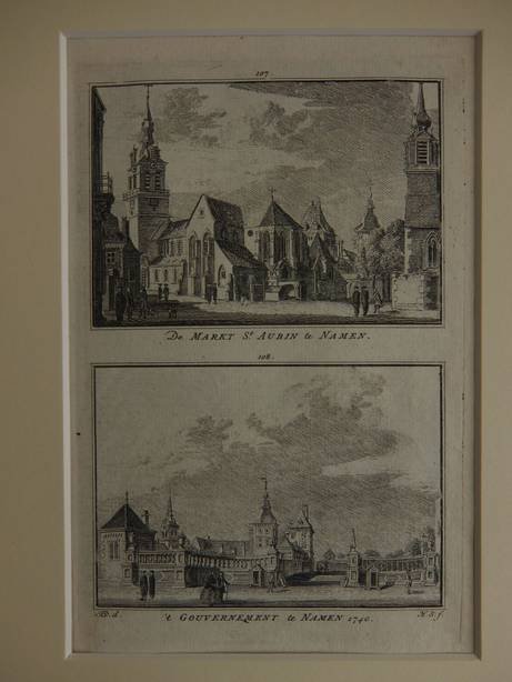 Namen. - De Markt St. Aubin te Namen/ 't Gouvernement te Namen, 1740.