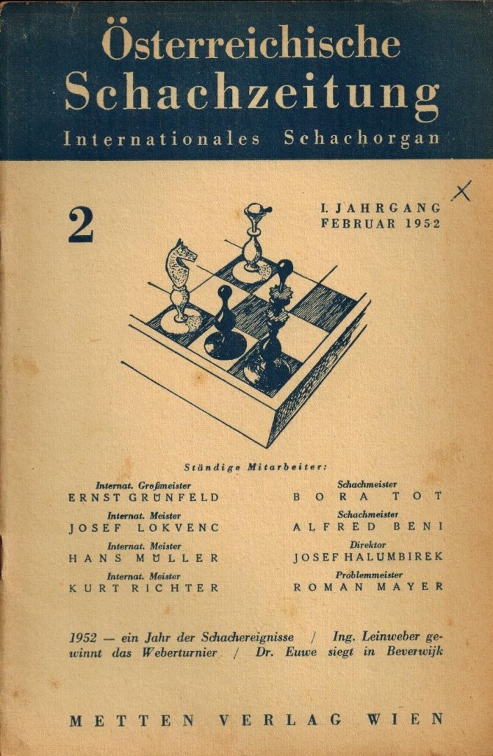  - Osterreichische Schachzeitung 1952 Heft 2 -Internationales Schachorgan