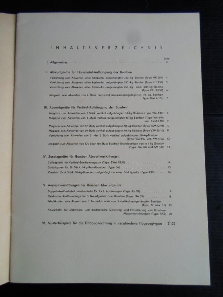 Catalogus - Bombenaufhänge-und Abwurfvorrichtungen