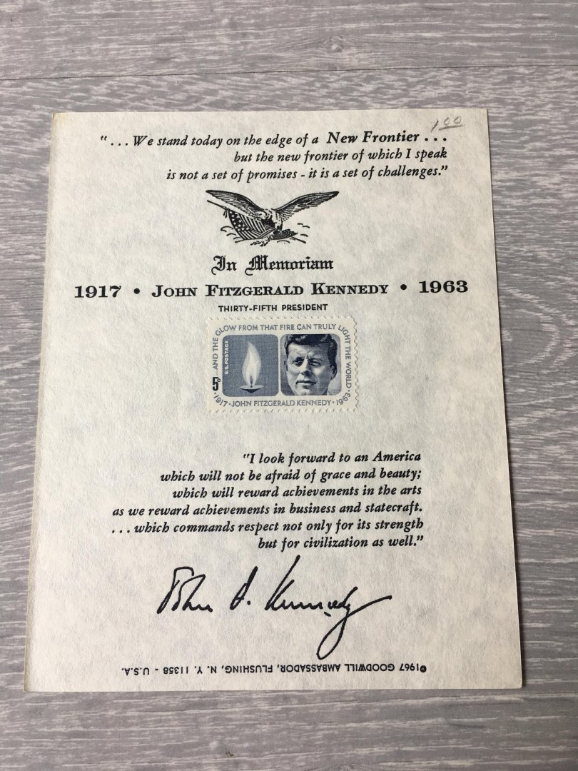 John F Kennedy - Postzegel; In Memorial John Fritzgerald Kennedy, 1967, nieuw