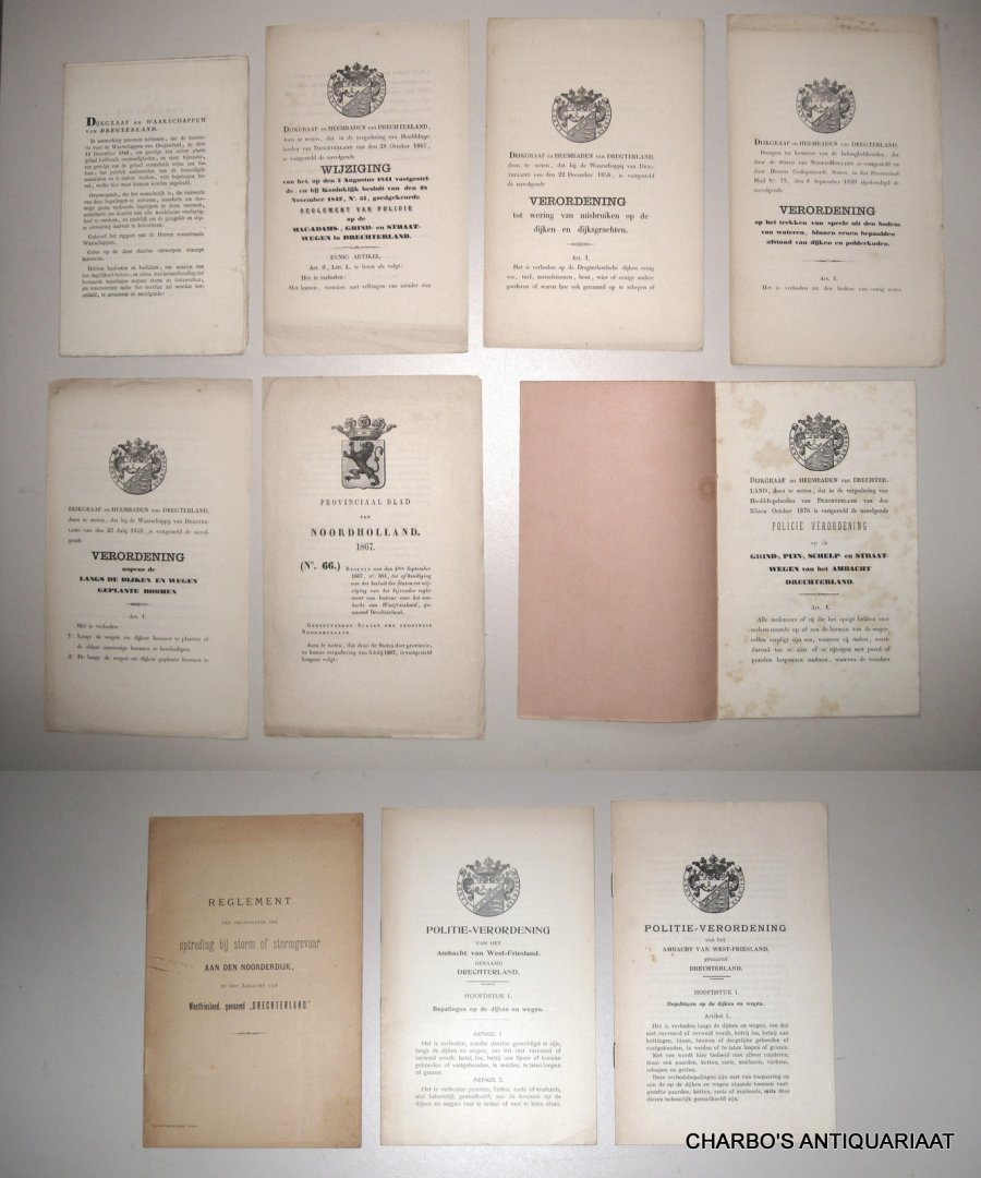 DREGTERLAND/DRECHTERLAND. - 10 documenten van Dijkgraaf en Heemraden.