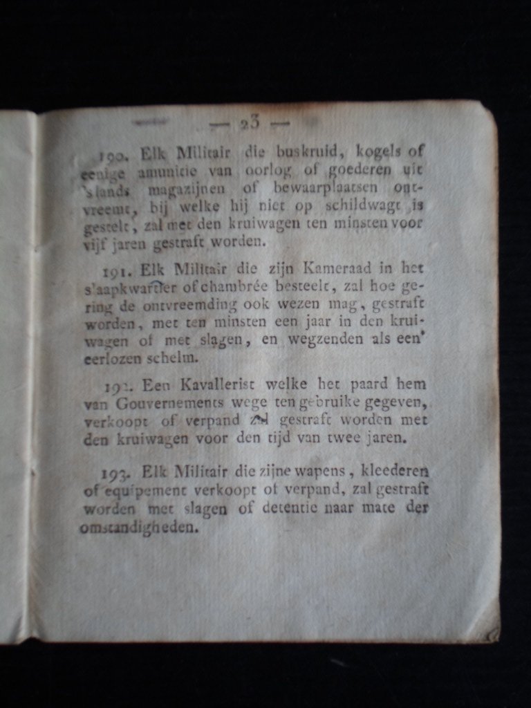  - Krijgsartikelen of Extract uit het Crimineel Wetboek voor het Krijgsvolk de lande