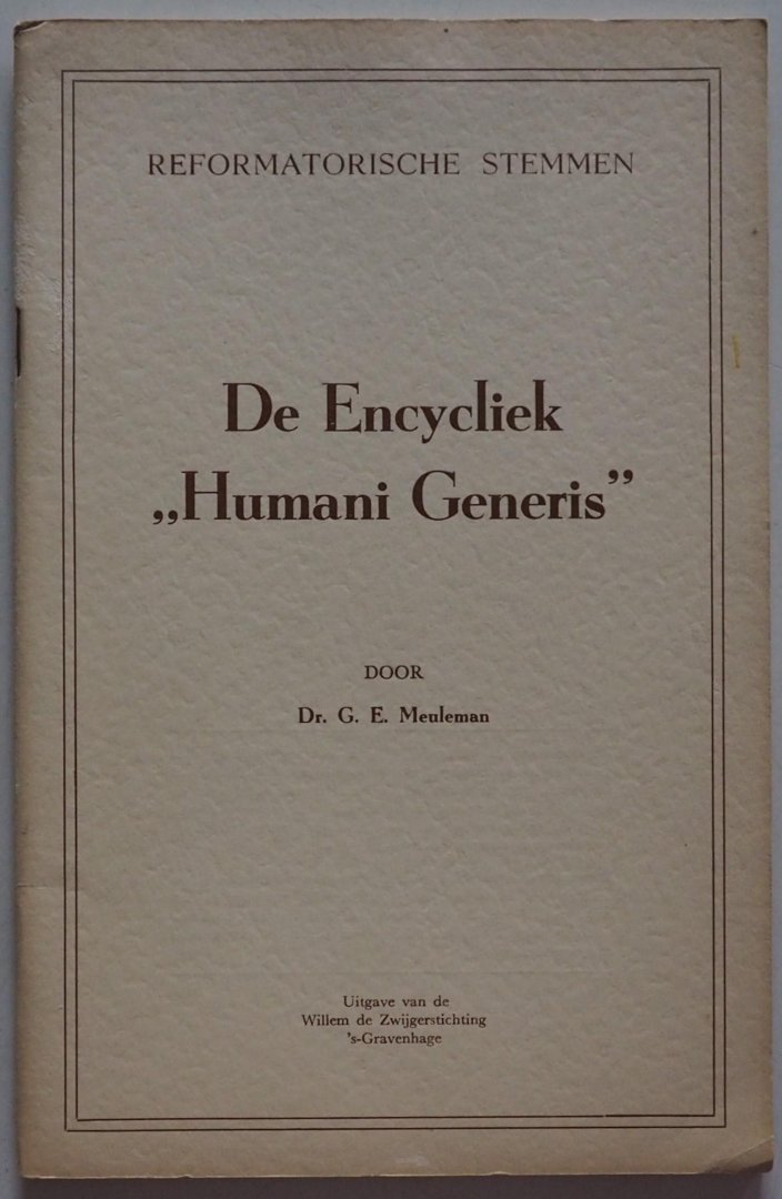 Meuleman G E - De Encycliek Humani Generis