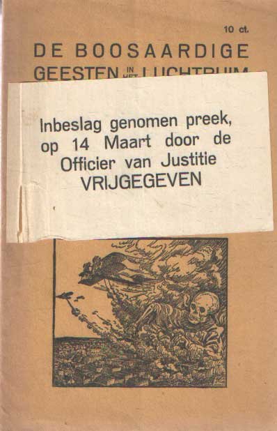 Cohen, J.W.B. - De boosaardige geesten in het luchtruim : Evangelieprediking over Ephese 6:12 (Leidsche vertaling) naar aanleiding van de luchtbeschermingsoefeningen. Uitgesproken in de groote kerk te Dokkum op 8 Maart 1936