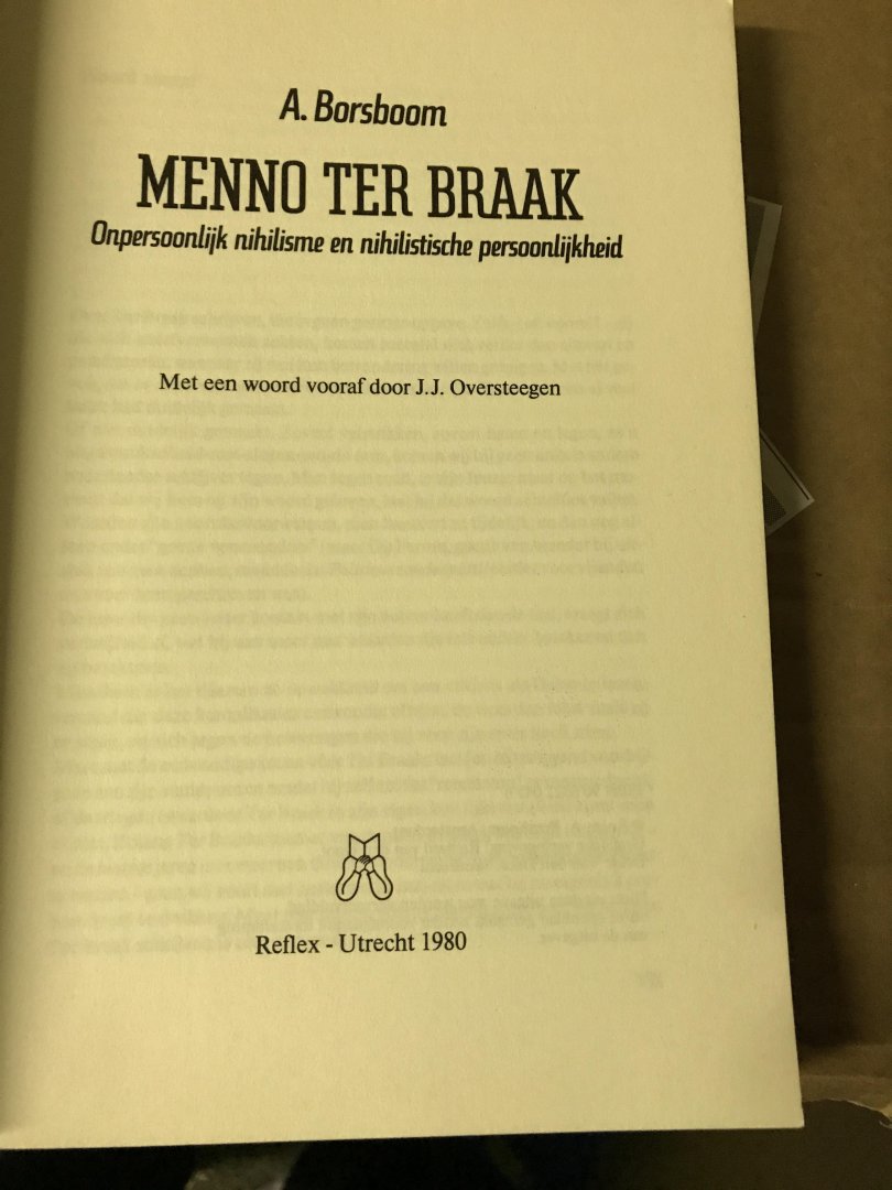 Borsboom, A - Menno ter Braak, onpersoonlijk nihilisme