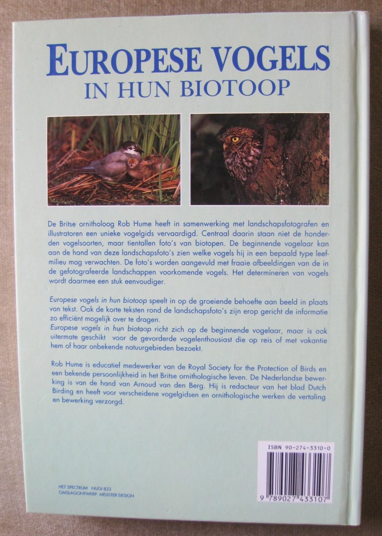 Hume, Rob - Europese vogels in hun biotoop