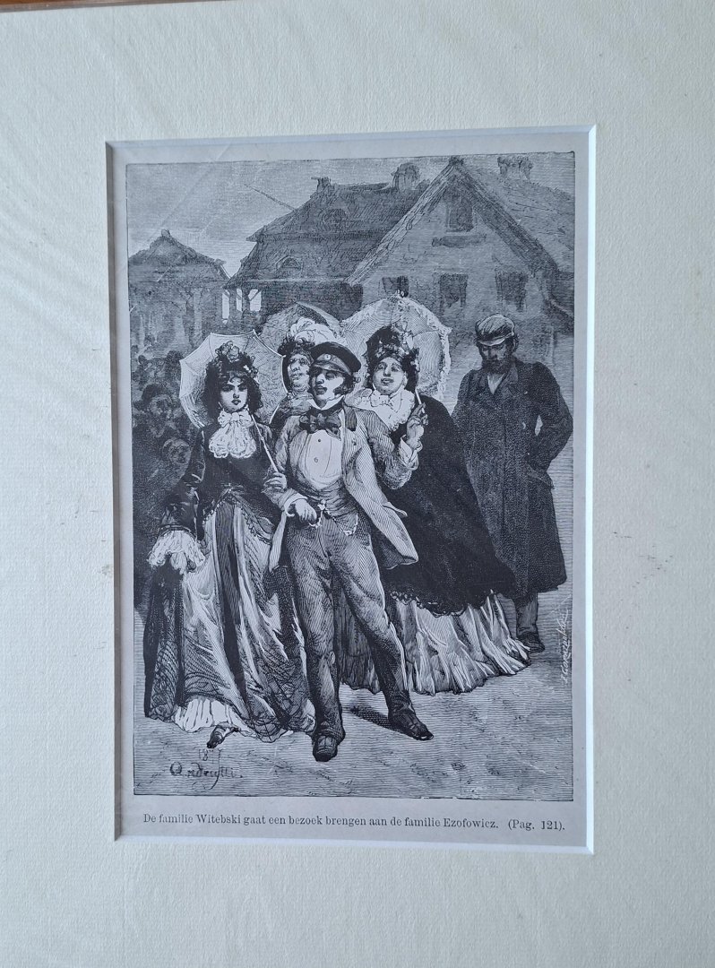 Orzeszkowa, Elisa - Familie Witebski.  Gravure van Michal Elwiro Andriolli uit het boek 'Meier Ezofowicz: Een verhaal uit het leven der Poolsche joden'.