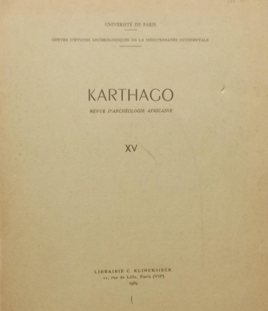 G. Ch. Picard. - Karthago revue D'archéologie Africaine XV