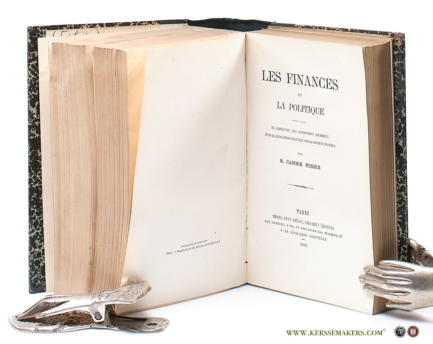 Laveleye, Emile De / Pietro Sbarbaro / Casimir Perier. - De la Propriété et de ses Formes Primitives / Sulle Opinioni di Vincenzo Gioberti intorno all' economia politica e alla questione sociale / Les Finances et la Politique [ 3 books together in 1 binding ].