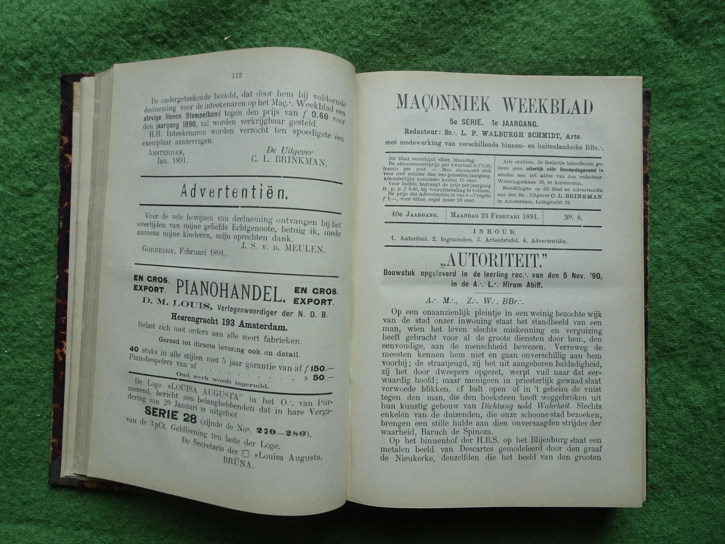 Walburgh Schmidt, L.P. - MAÇONNIEK WEEKBLAD 5e serie, 1e jaargang