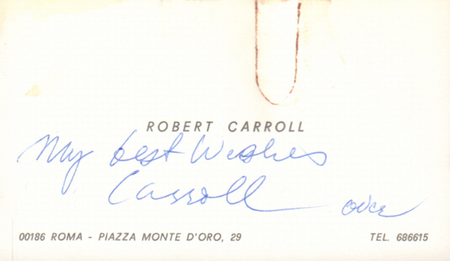 Tassi, Roberto - Robert Carroll alla Galleria 32 dal 13 novembre al 10 dicembre 1974, hardcover + stofomslag, goede staat (comes with personal card with autograph Robert Carroll