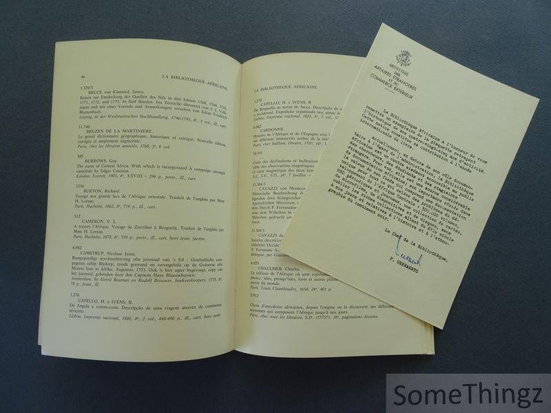 Geeraerts, Pierre. - La bibliothèque africaine: quatre-vingt-cinq ans d'activité bibliographique africaine.