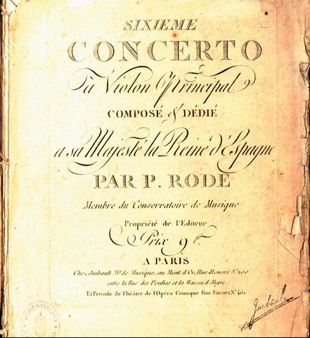 Rode, Pierre: - Sixième concerto à violon principale