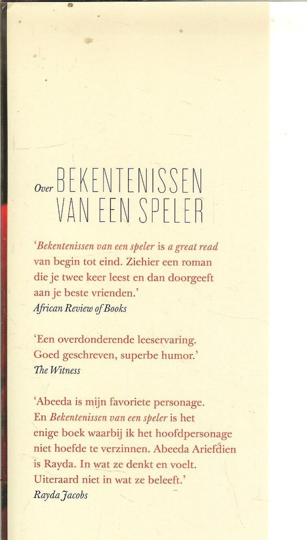 Jacobs, Rayda Vertaald door Roland Fagel - Bekentenissen van een speler
