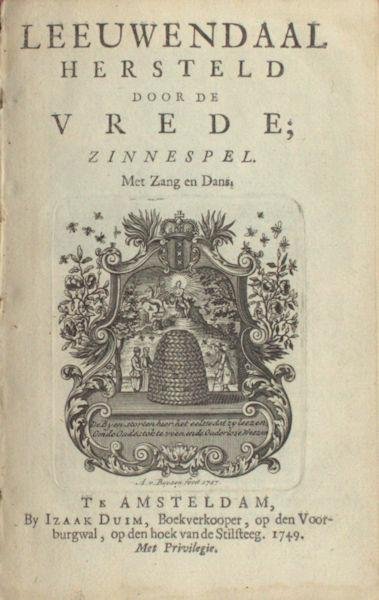 Pater, Lucas. - Leeuwendaal hersteld door de vrede; zinnespel.