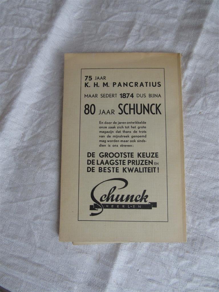  - Gedenkboek 75-jarig bestaan van het Koninklijk Heerlens Mannenkoor St. Pancratius 1878-1953 + los Feestprogramma