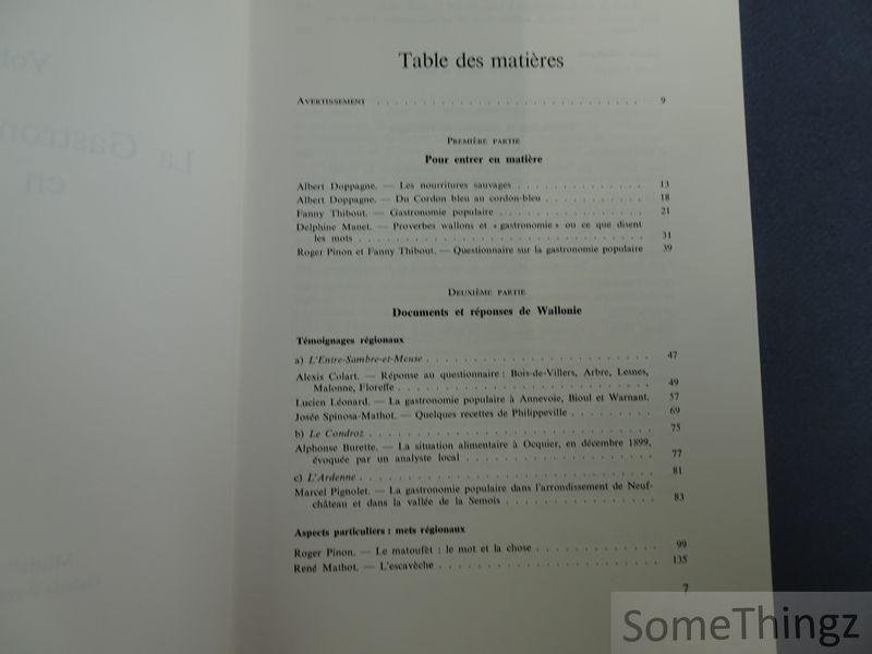 Commission Royale Belge de Folklore. - La gastronomie populaire en Wallonie.