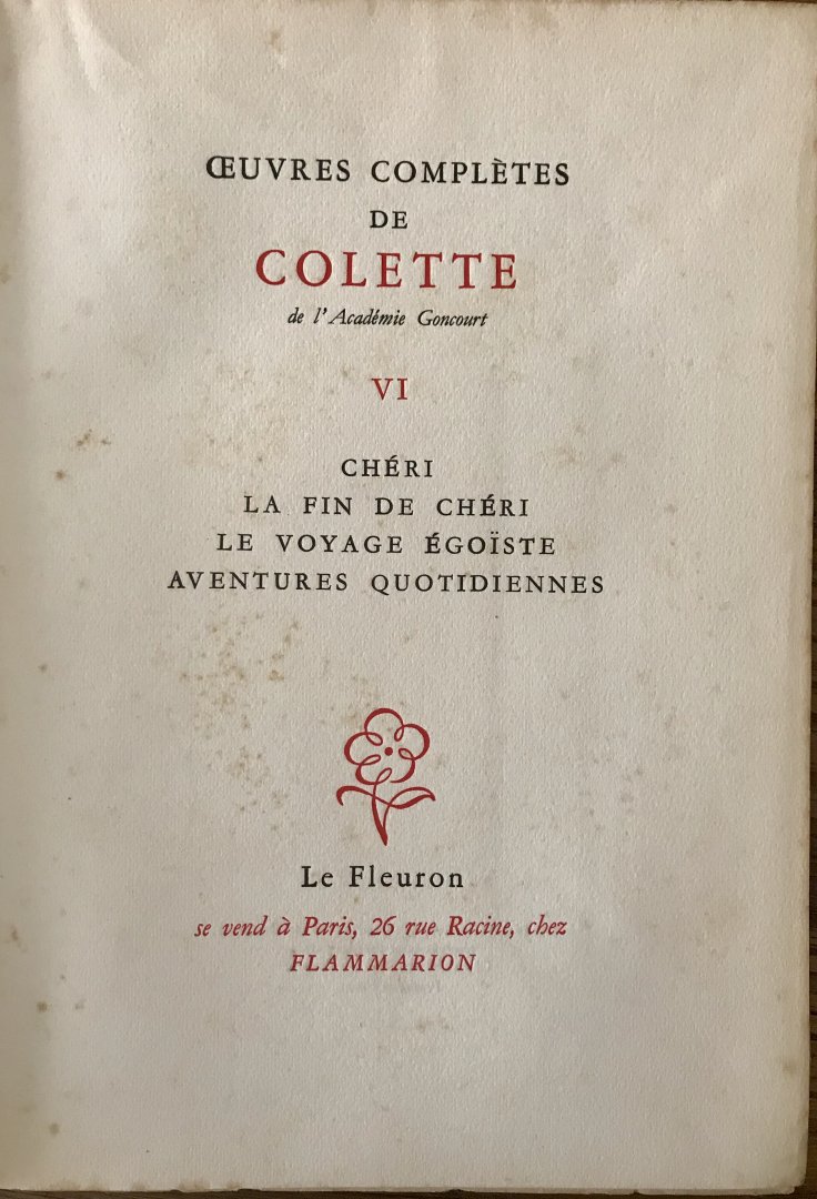 Colette - Oeuvres Complétes De Colette