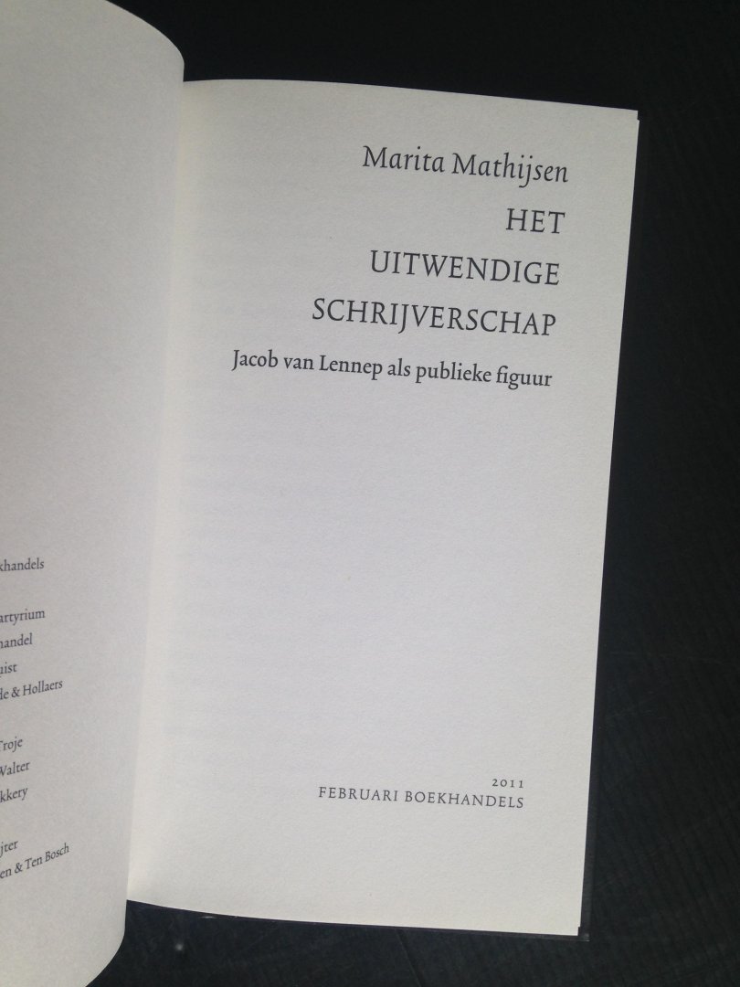 Mathijsen, Maria - Het Uitwendige Schrijverschap, Jacob van Lennep als publieke figuur