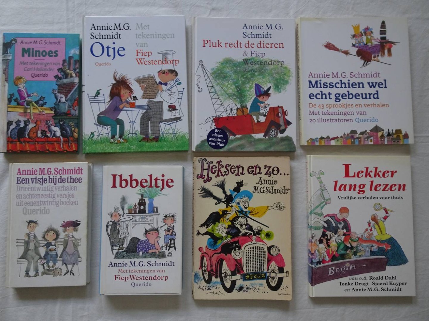 Schmidt, Annie M.G. & Fiep Westendorp. - Pluk redt de dieren/ Otje/ Lekker lang lezen. Vrolijke verhalen voor thuis/ Misschien wel echt gebeurd. De 43 sprookjes en verhalen/ Heksen en zo. Sprookjes/ Minoes/ Een visje bij de thee. Drieëntwintig verhalen en achtenzestig versjes uit een...